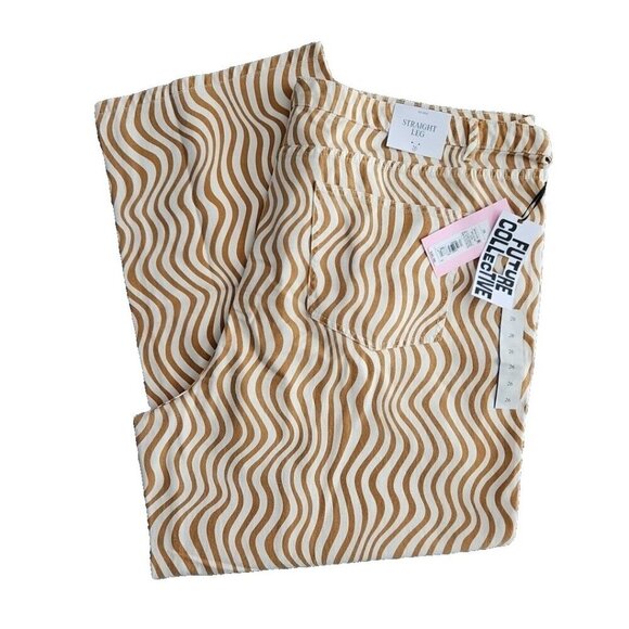 Future Collective Women's Jeans Size 26 Slim Straight Cream/Yellow Alani Noelle - Picture 4 of 16